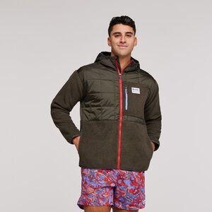 Cotopaxi Men's Olive and Red Hooded Puffer Jacket
